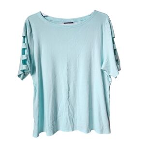 Karen Scott Aqua Short Sleeve Top